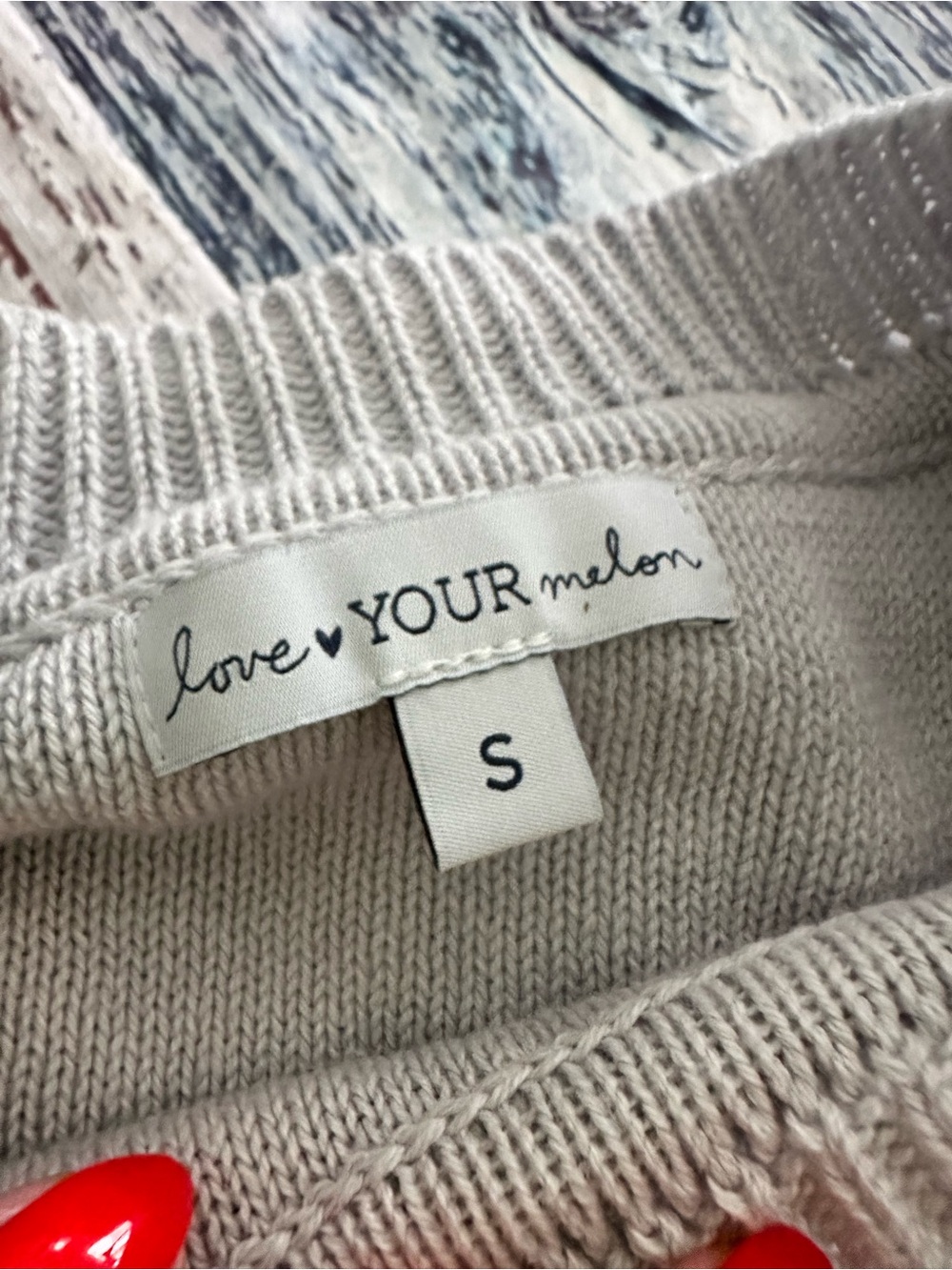 Love Your Melon Light Gray Logo Knit Sweater - Picture 6 of 9